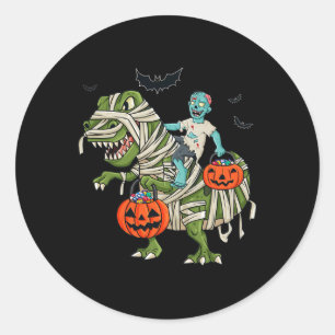 Halloween Zombie Riding T Rex Fun Boys Meisjes Kin Ronde Sticker