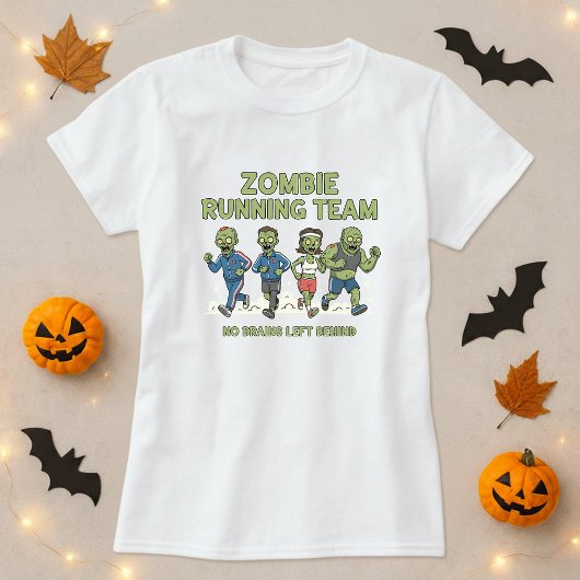 Halloween Zombie Running Team T-shirt; Geen Hersen T-shirt