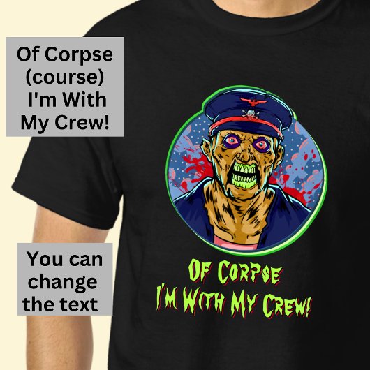 Halloween Zombie Scary Angry Ghost Captain Crew T-shirt