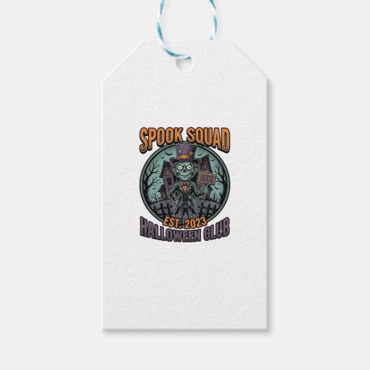 Halloween Zombie-shirt Grappige Spook Squad Gegrav Cadeaulabel (Voorkant)