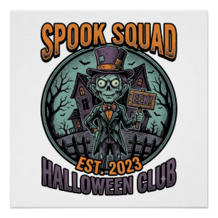 Halloween Zombie-shirt Grappige Spook Squad Gegrav Perfect Poster