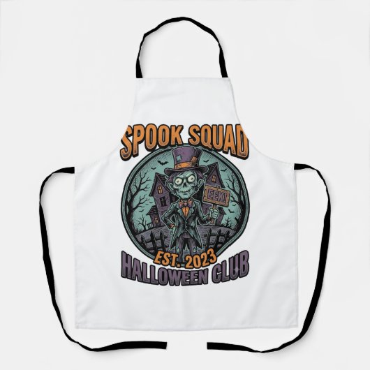 Halloween Zombie-shirt Grappige Spook Squad Gegrav Schort (Voorkant)
