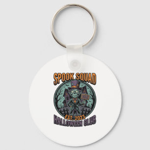 Halloween Zombie-shirt Grappige Spook Squad Gegrav Sleutelhanger