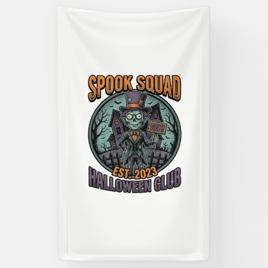 Halloween Zombie-shirt Grappige Spook Squad Gegrav Spandoek (Verticaal)