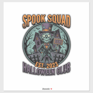 Halloween Zombie-shirt Grappige Spook Squad Gegrav Sticker