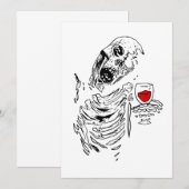 halloween zombie skelet drinkend wijn schedel kaart (Voorkant / Achterkant)