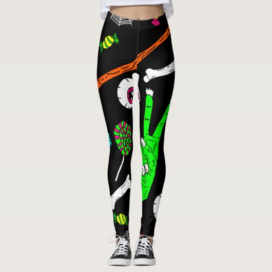 Halloween zombie skulls leggings (Voorkant)