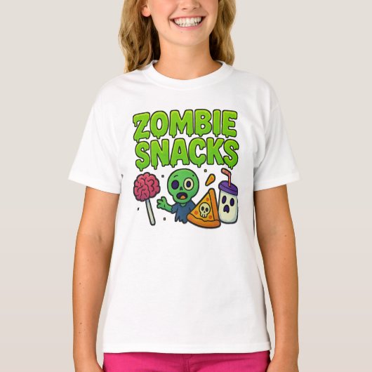 Halloween Zombie Snack Kleding Schattige Unisex T-shirt (Voorkant)