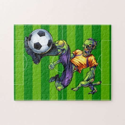 Halloween Zombie Soccer Forward Player Sport Legpuzzel (Horizontaal)