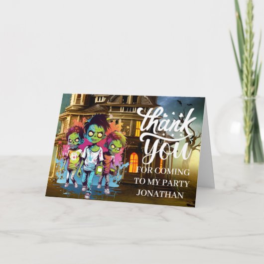 Halloween zombie-thema kinderen DANK JE WEL Bedankkaart (Voorkant)