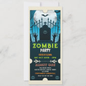 Halloween Zombie Ticket Leuke Horror Uitnodiging (Voorkant)