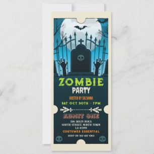 Halloween Zombie Ticket Leuke Horror Uitnodiging