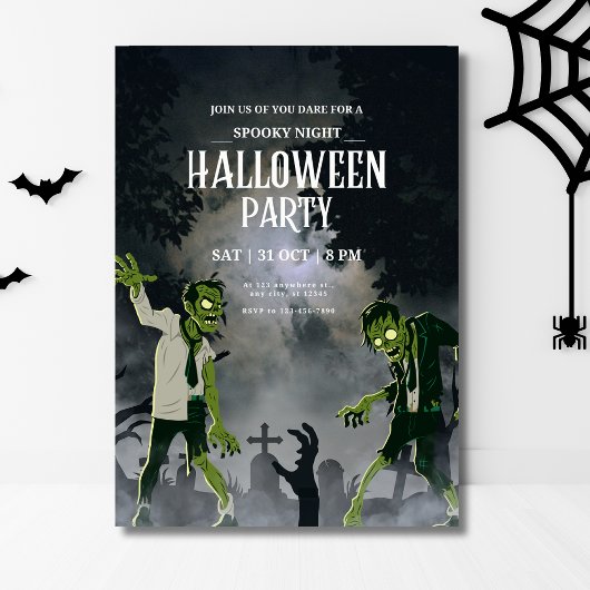 Halloween Zombie Uitnodiging Spooky Night Hallowee