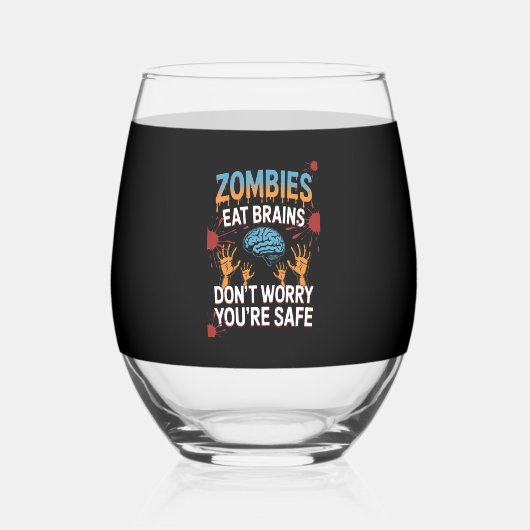 Halloween Zombie Wijnglas Zonder Voet (Voorkant)