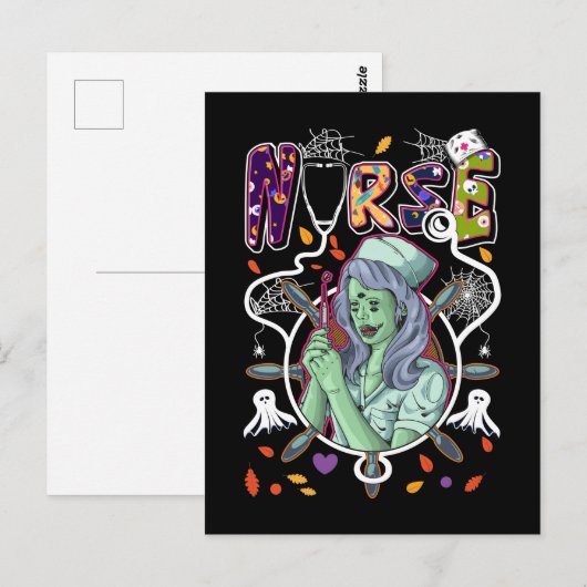 Halloween Zombie Zurse Stethoscope Medical Worker Briefkaart (Voorkant / Achterkant)