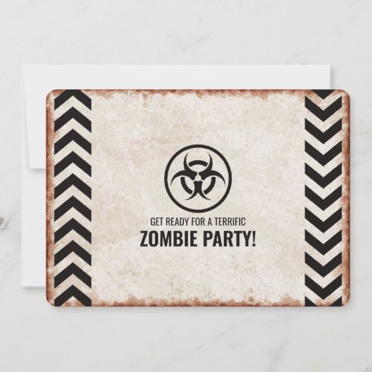 Halloween zombiefeest met biohazard-iconen kaart (Achterkant)