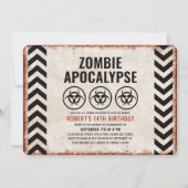 Halloween zombiefeest met biohazard-iconen kaart (Voorkant)