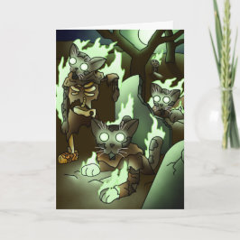 Halloween Zombiekatten Kaart