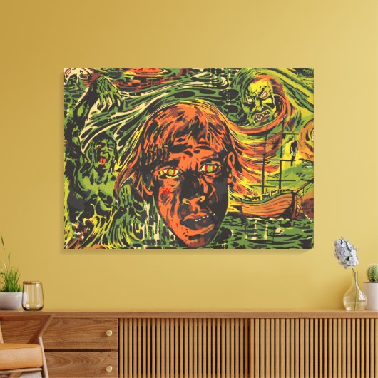  Halloween Zombies, Grafitti Street Art Canvas Afdruk (Insitu (Woonkamer))