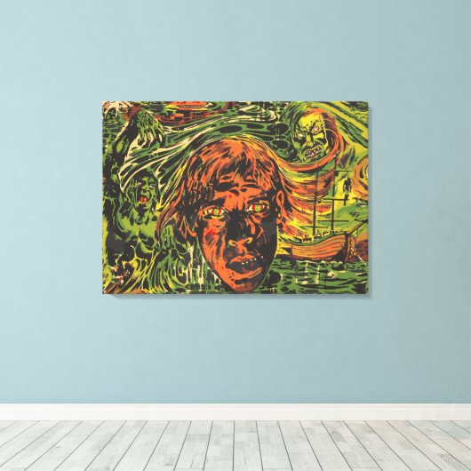  Halloween Zombies, Grafitti Street Art Canvas Afdruk (Insitu (Houten vloer))