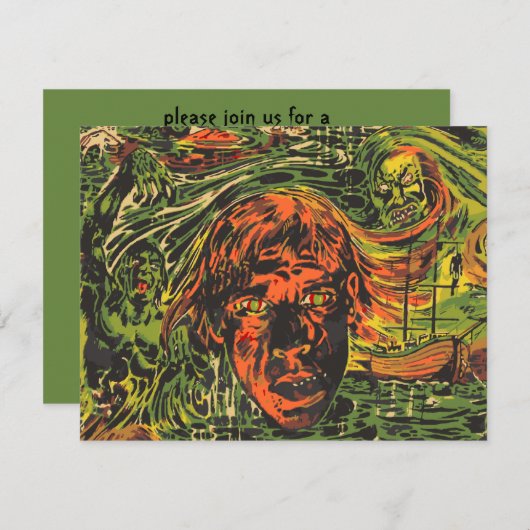  Halloween Zombies, Grafitti Street Art Kaart (Voorkant / Achterkant)