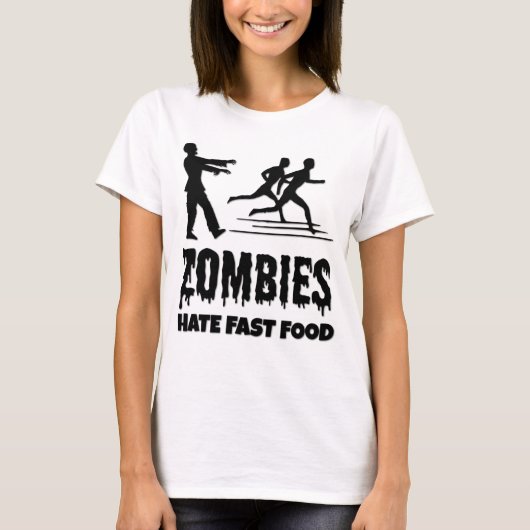 Halloween Zombies Haten Fast Food Joggers Grappig T-shirt (Voorkant)