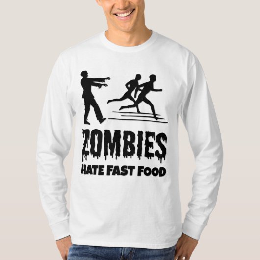 Halloween Zombies Haten Fast Food Joggers Grappig T-shirt (Voorkant)
