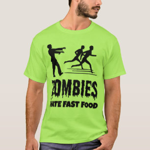 Halloween-zombies haten hardlopers die fastfood et t-shirt