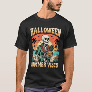 Halloween Zomer Vibe Tropisch Skelet Strand T-shirt