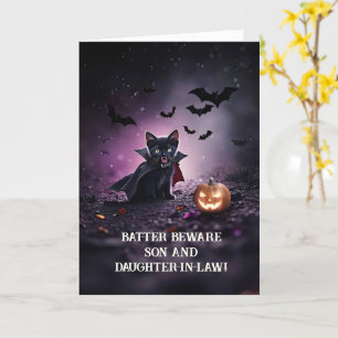 Halloween zoon en vrouw dochter in de wet Schattig Kaart