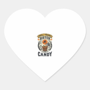 Halloween Zus Zal Handelen Voor Snoep Vintage_1 Hart Sticker