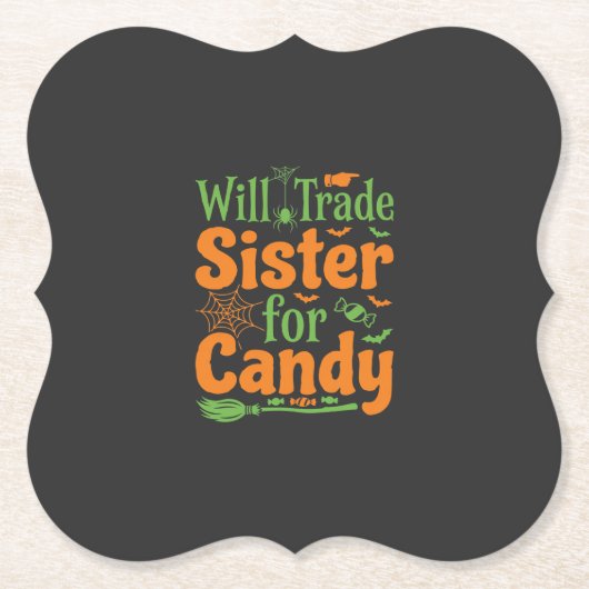 Halloween Zuster Snoep Handel Design_1 Kartonnen Onderzetters (Voorkant)