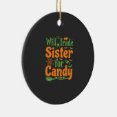 Halloween Zuster Snoep Handel Design_1 Keramisch Ornament (Rechts)