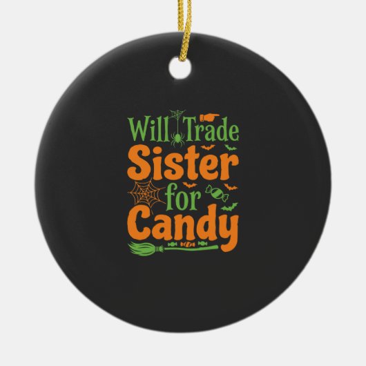 Halloween Zuster Snoep Handel Design_1 Keramisch Ornament (Voorkant)