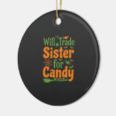 Halloween Zuster Snoep Handel Design_1 Keramisch Ornament (Links)