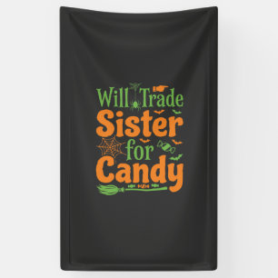 Halloween Zuster Snoep Handel Design_1 Spandoek