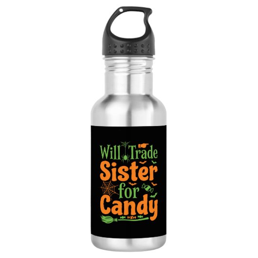 Halloween Zuster Snoep Handel Design_1 Waterfles (Voorkant)
