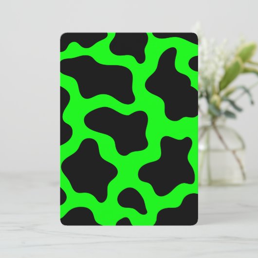 halloween zuur groene koe print kaart (Staand voorkant)