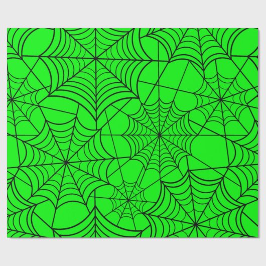 halloween-zuur-groene spinrag cadeaupapier (Vlak)