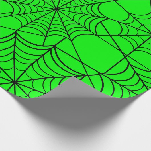 halloween-zuur-groene spinrag cadeaupapier (Hoek)