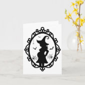 Halloween zwangere heks en spiegel heks kostuum kaart (Gele Bloem)