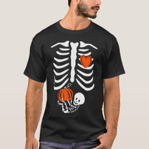 Halloween zwangerschap aankondiging skelet met bab t-shirt