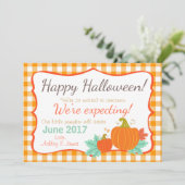 Halloween zwangerschapsaankondiging Pompoen Aankondiging (Staand voorkant)