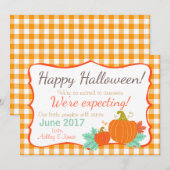 Halloween zwangerschapsaankondiging Pompoen Aankondiging (Voorkant / Achterkant)