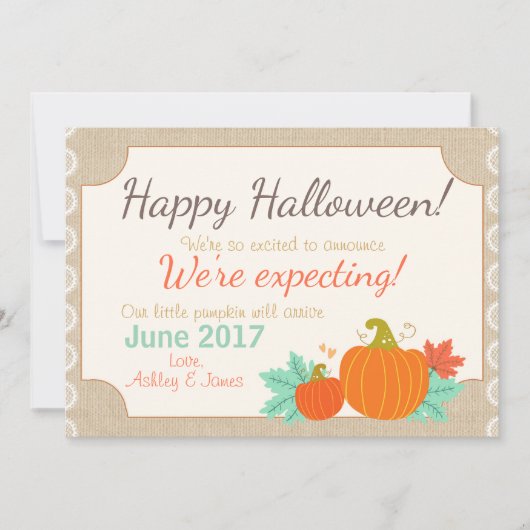 Halloween zwangerschapsaankondiging Pompoen Aankondiging (Voorkant)