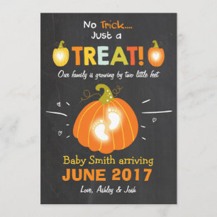Halloween zwangerschapsaankondiging Trick or treat Aankondiging