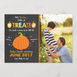 Halloween zwangerschapsaankondiging Trick or treat Aankondiging