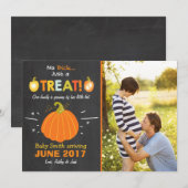 Halloween zwangerschapsaankondiging Trick or treat Aankondiging (Voorkant / Achterkant)