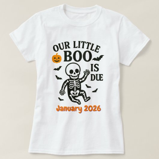 Halloween zwangerschapskaart Baby aankondiging boe T-shirt (Design voorkant)