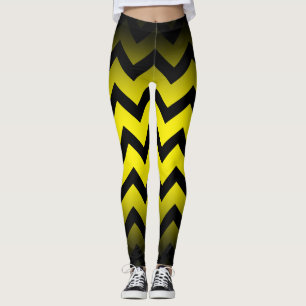 Halloween Zwart chevron strepen lijnen ombre geel Leggings